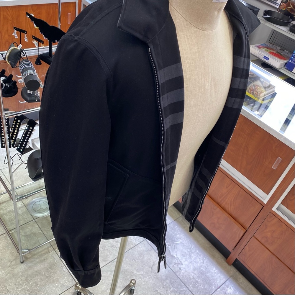 Reversible Check Cotton Burberry Harrington Jacket Black & Gray Men’s Large - Picture 10 of 11